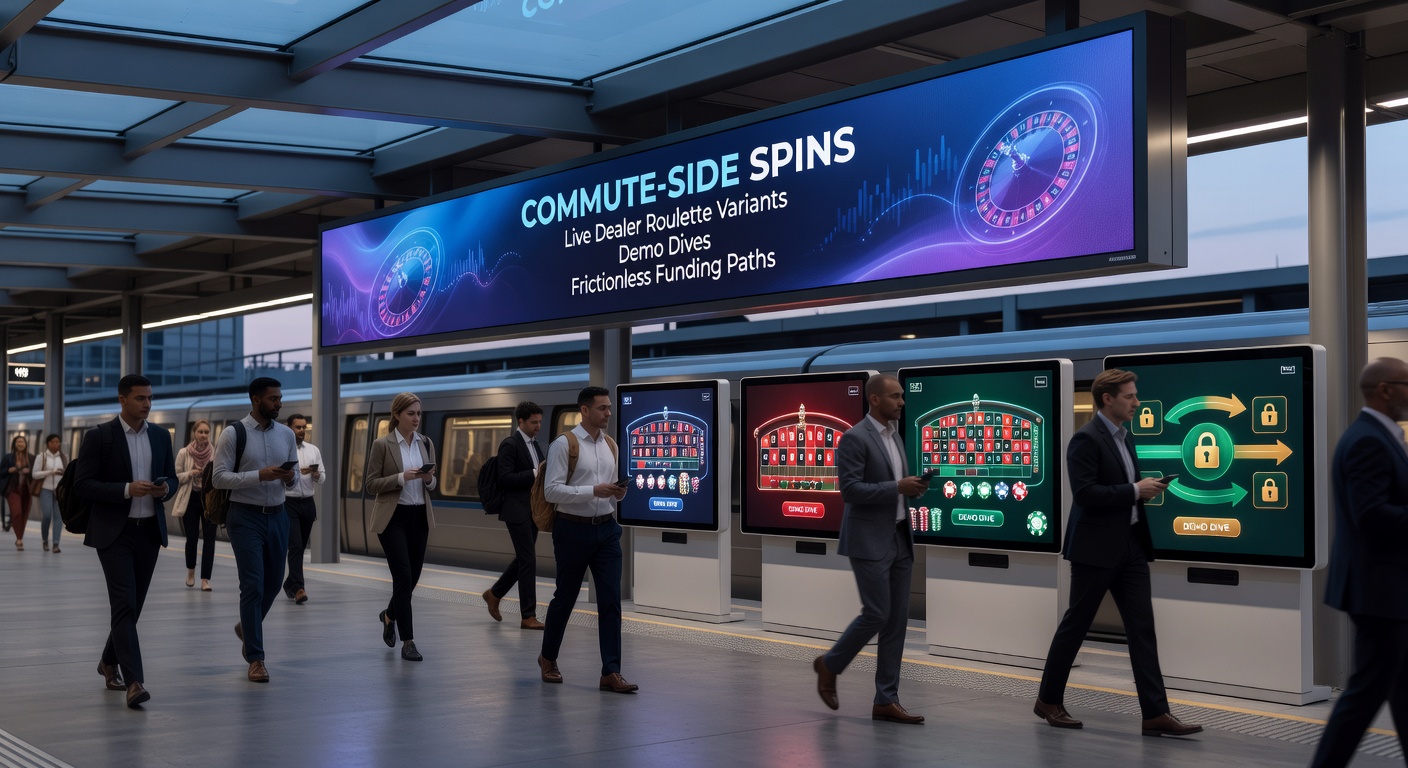 Close-up of roulette demo interface on a smartphone, showing free spin options and live dealer feed during transit