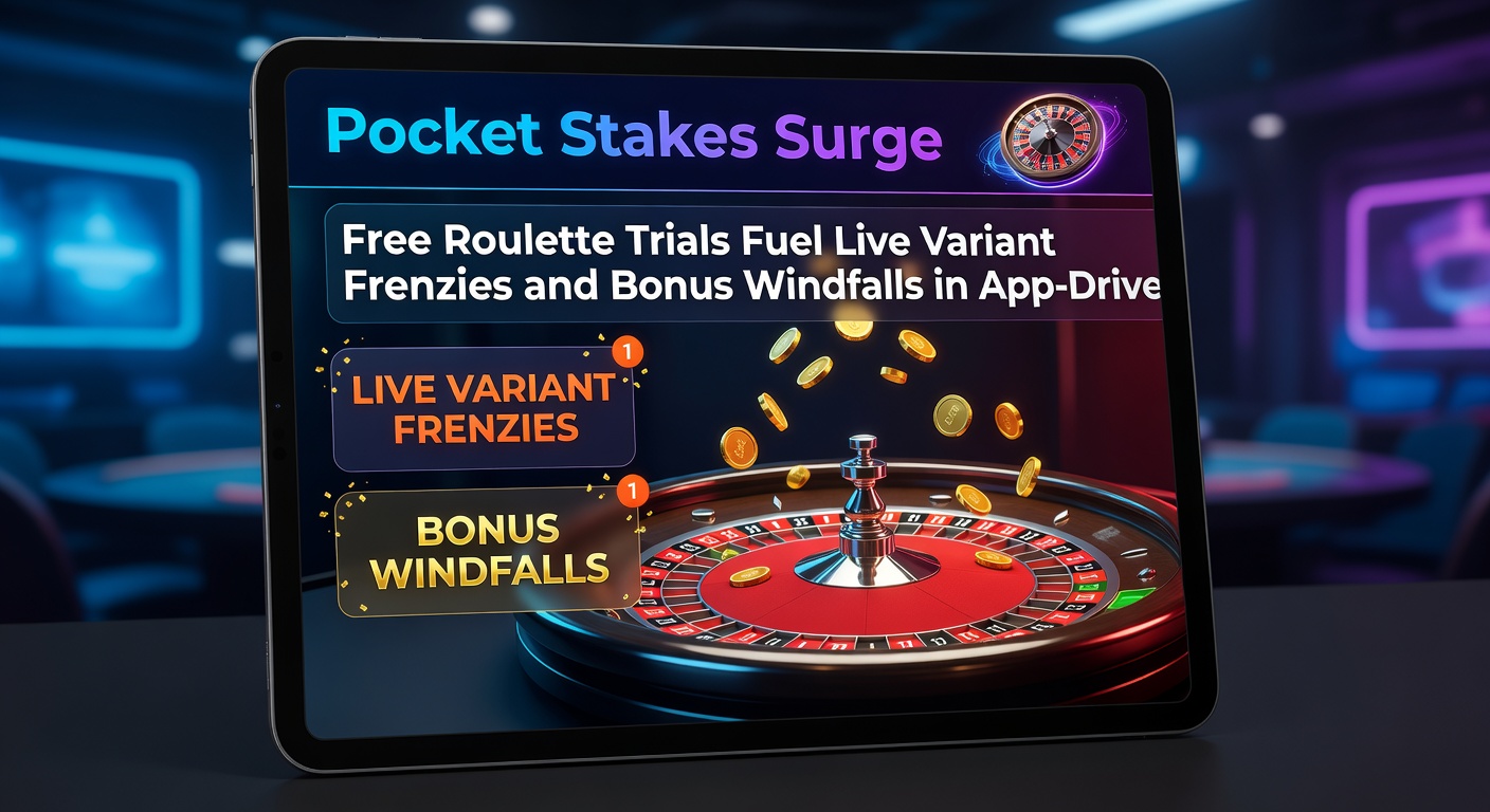 Close-up of a smartphone displaying a live roulette table with pocket stake options, bonus windfall alerts, and free trial buttons highlighted