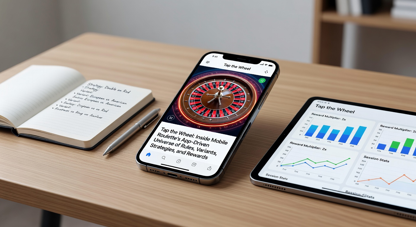 Vibrant mobile roulette app screen displaying a spinning wheel, betting grid, and chip stacks ready for action