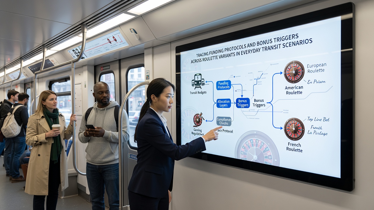 Commuter using mobile device to access roulette funding screen with bonus progress indicators