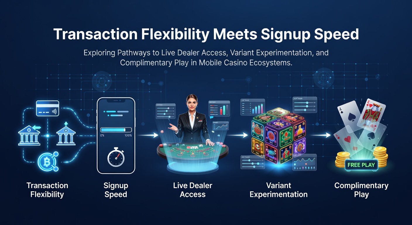 Mobile casino interface showing quick signup flow and transaction options on a smartphone screen