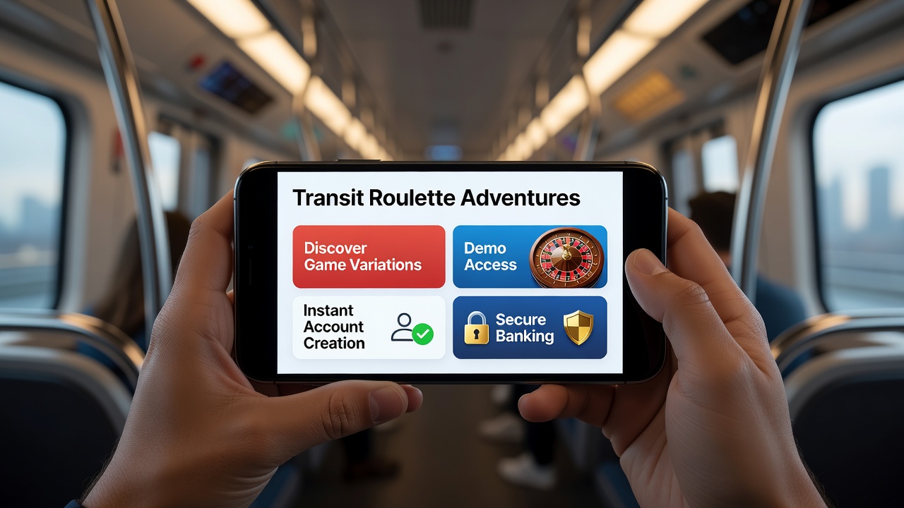 Smartphone displaying various roulette game interfaces during transit